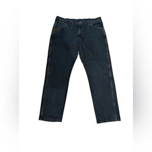 Wrangler Riggs Blue Workwear Jeans Mens Tag Sz 42x34 Straight Leg Dark Wash